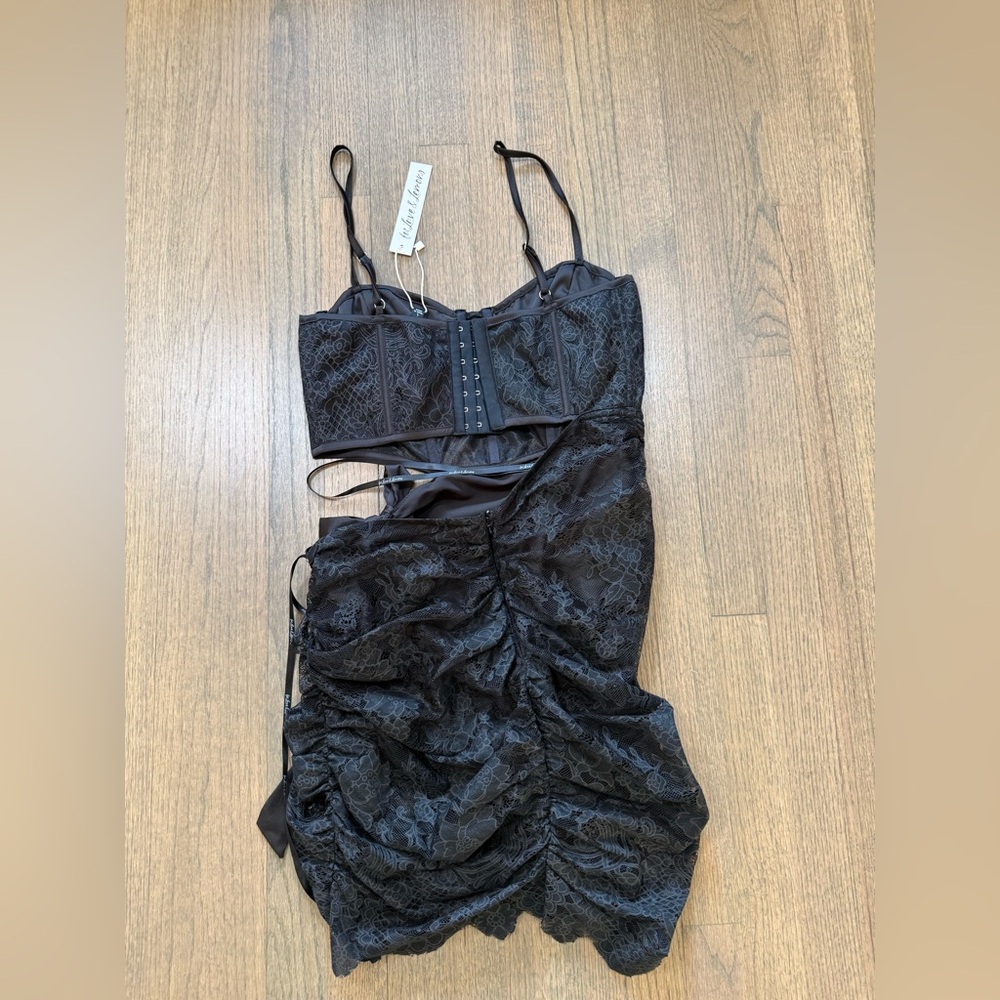 New For Love & Lemons Regina Cut Out Mini Dress-Black-Size Large - Picture 4 of 13